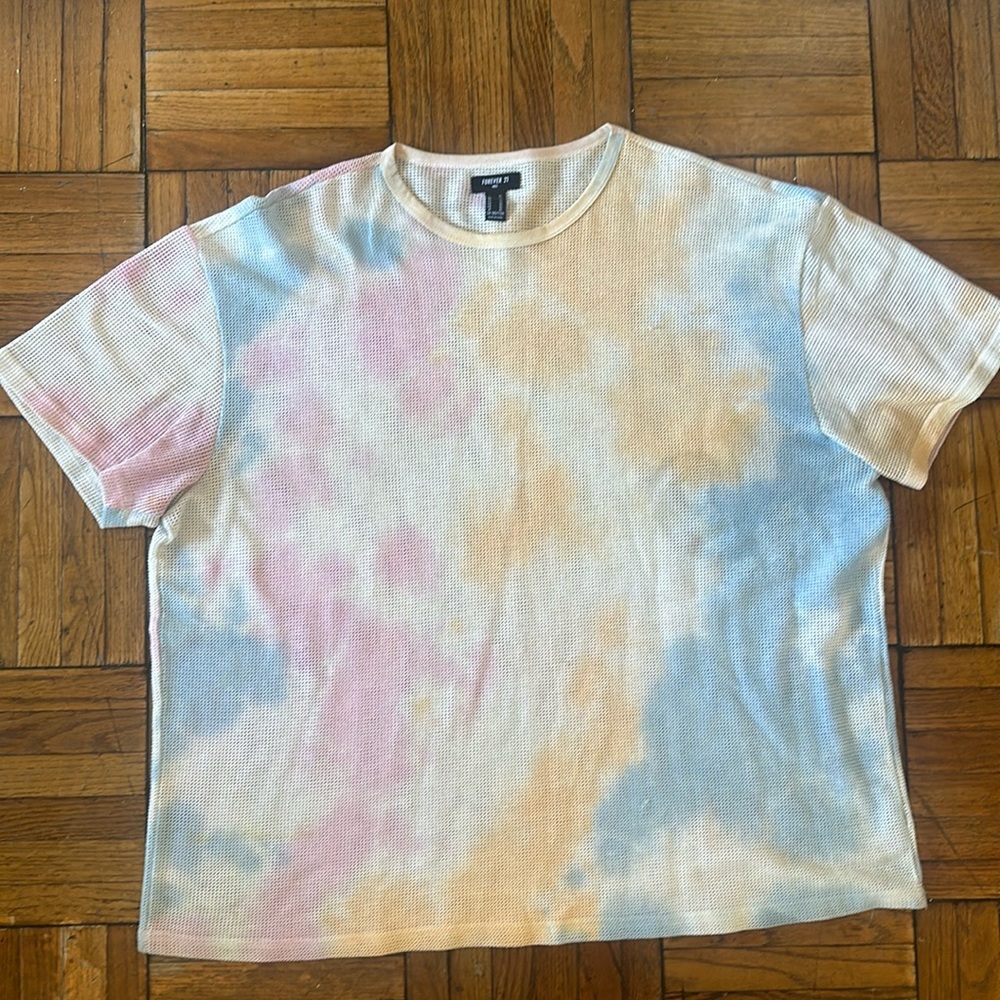 FOREVER 21 MEN WAFFLE SHIRT TYE DYE XL